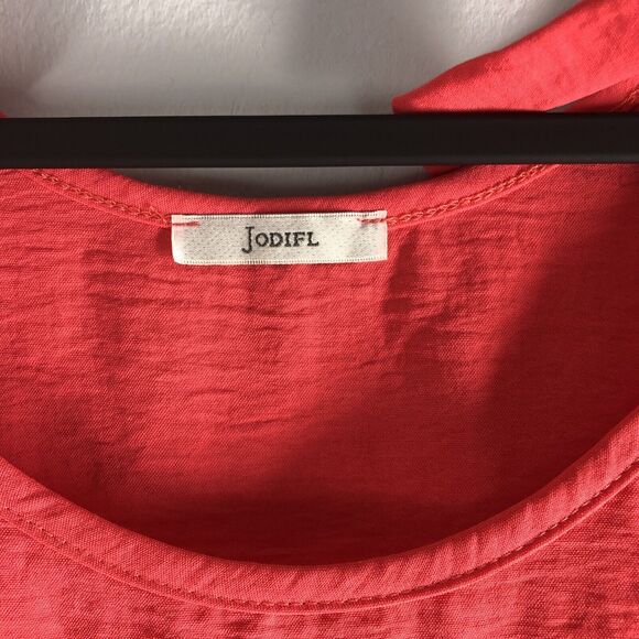 Jodifl Womens Size Medium Coral Pink Blouse Tie Strap Tank Crinkle Fabric Flowy - Picture 6 of 12